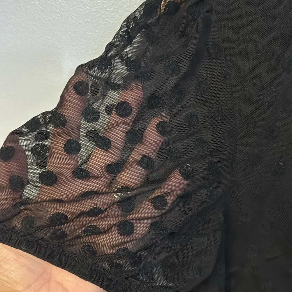 0924-13 Black Swiss Dot Dress